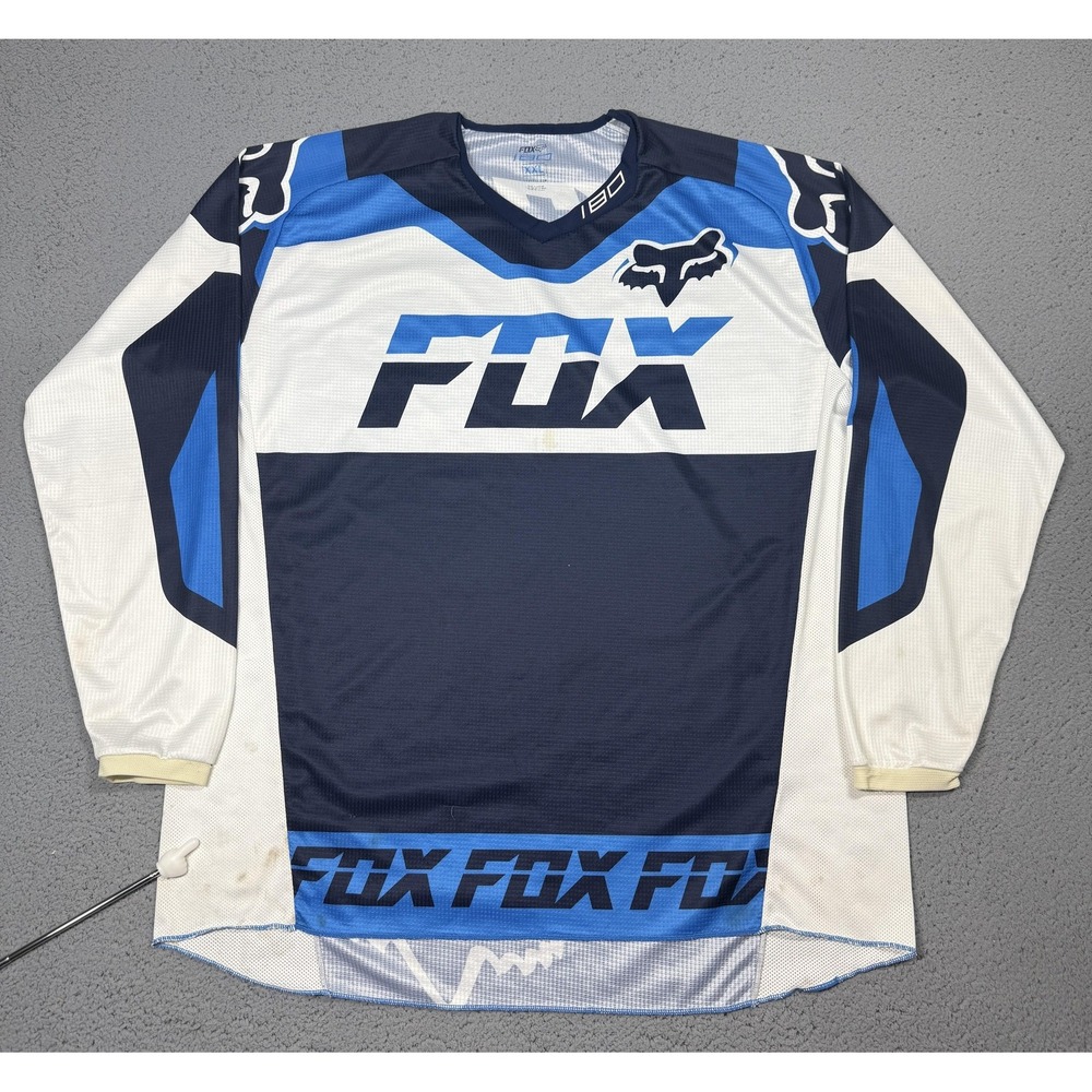 Fox Racing 180 Jersey Mens 2XL Blue Long Sleeve Mesh Motocross MX Moto Racing